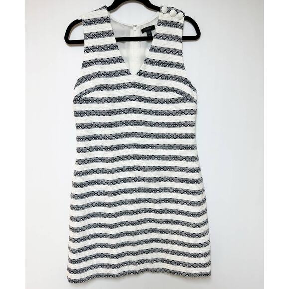 J. Crew Womens Striped Tweed Dress White Blue 10 - Picture 1 of 7